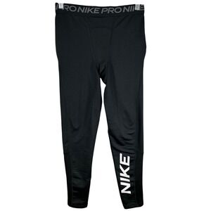 Nike Pro Women Black Training Leggings Logo Graphic CU9131-010 XL